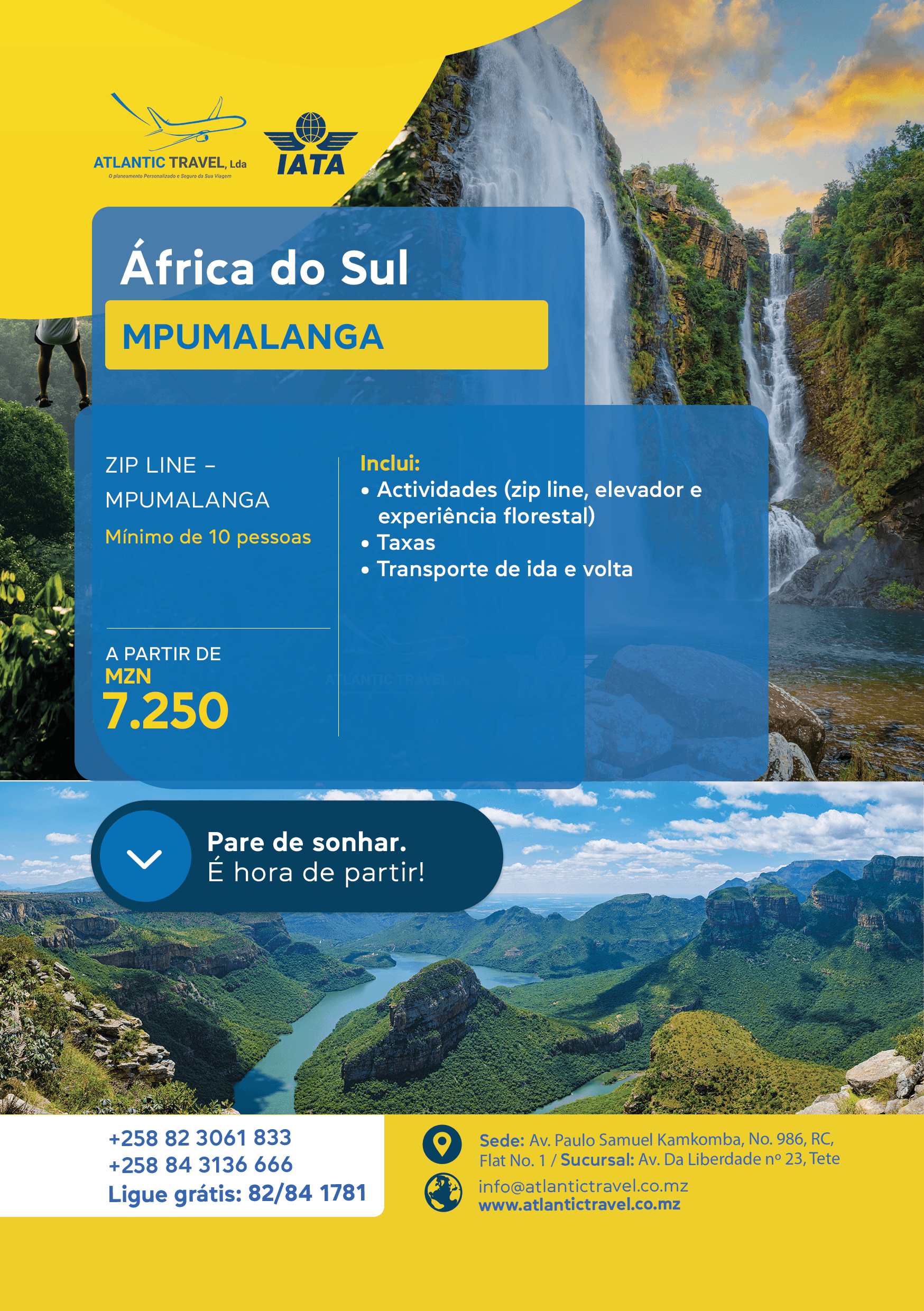 Africa do Sul, actividade Zip line, elevador e exp. florestal